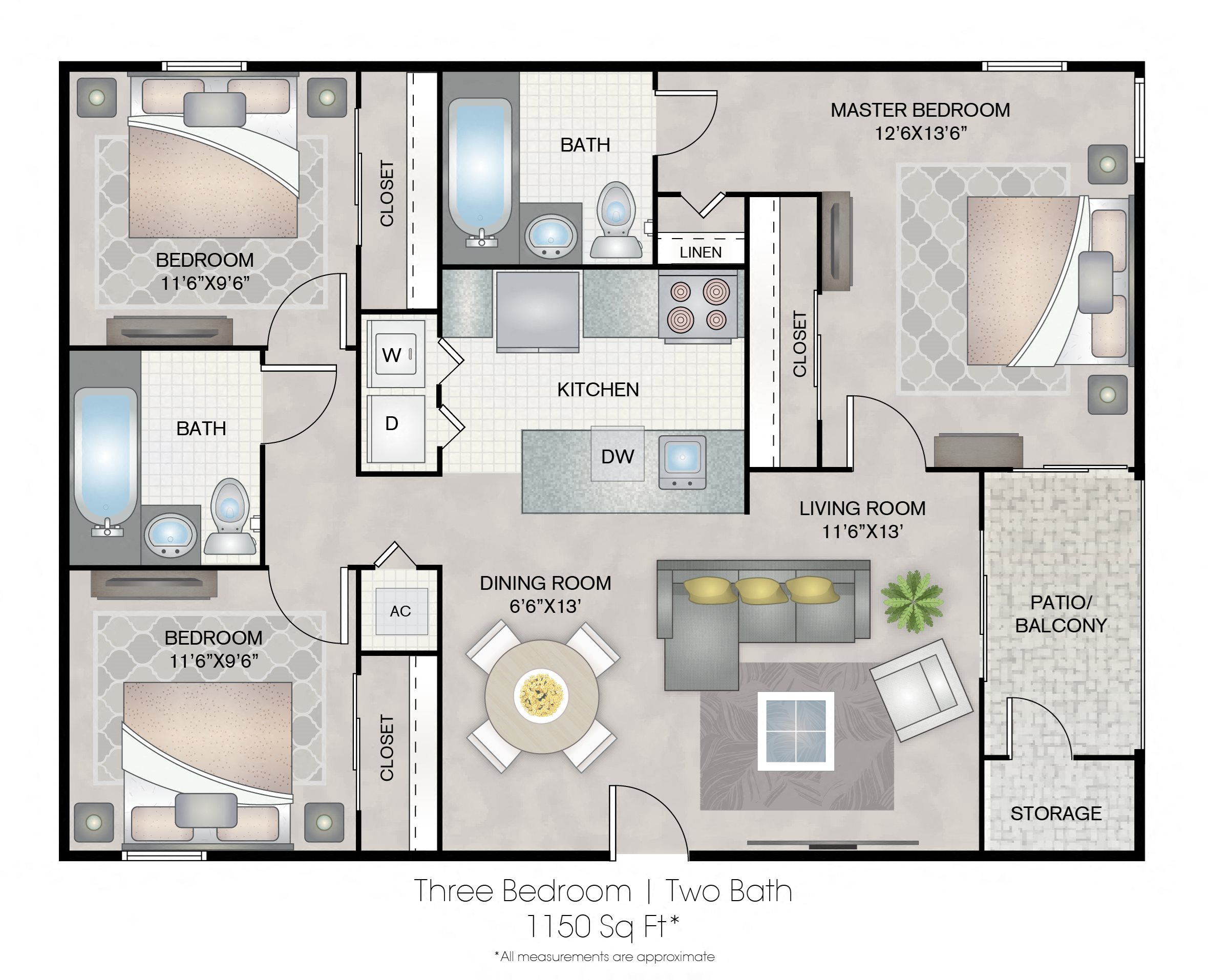 Hunters Glen Apartments Sarasota Florida Three Bedroom Floorplan